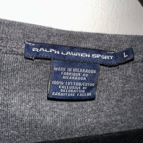 Ralph Lauren Gray V-Neck T-Shirt Women’s Pink Polo Logo Size L - Picture 3 of 3